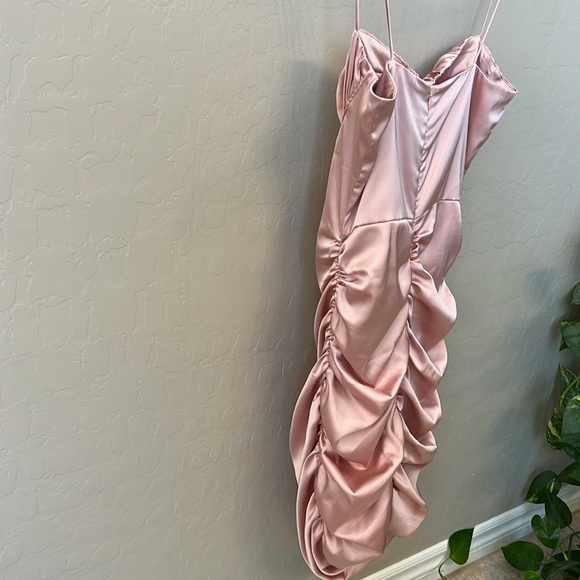 MESHKI satin mini dress, blush pink, size S - Picture 6 of 14